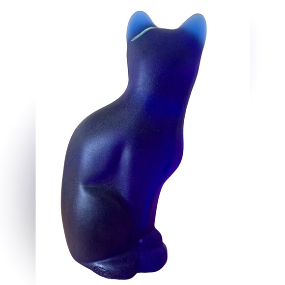 🔹VINTAGE Fenton Art Glass, Stylized Cat Figurine, Cobalt Blue 🔹 - Picture 7 of 11